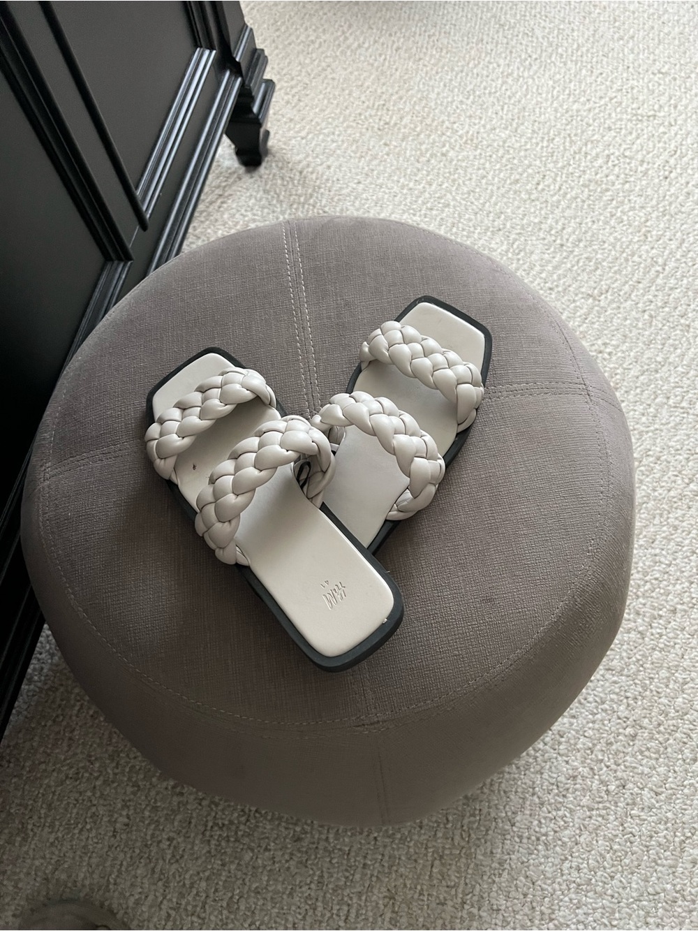 H&M Cream Braided Double-Strap Slide Sandals